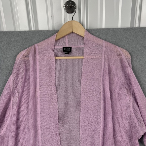 Eileen Fisher Cardigan Womens 1X Purple Open Front Lightweight Knit Sweater Plus - Picture 4 of 9